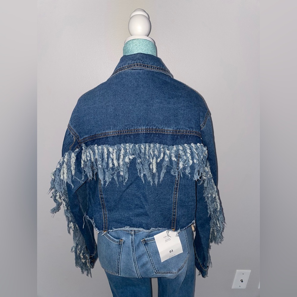 Blue Denim Fringe Jacket - Picture 5 of 10